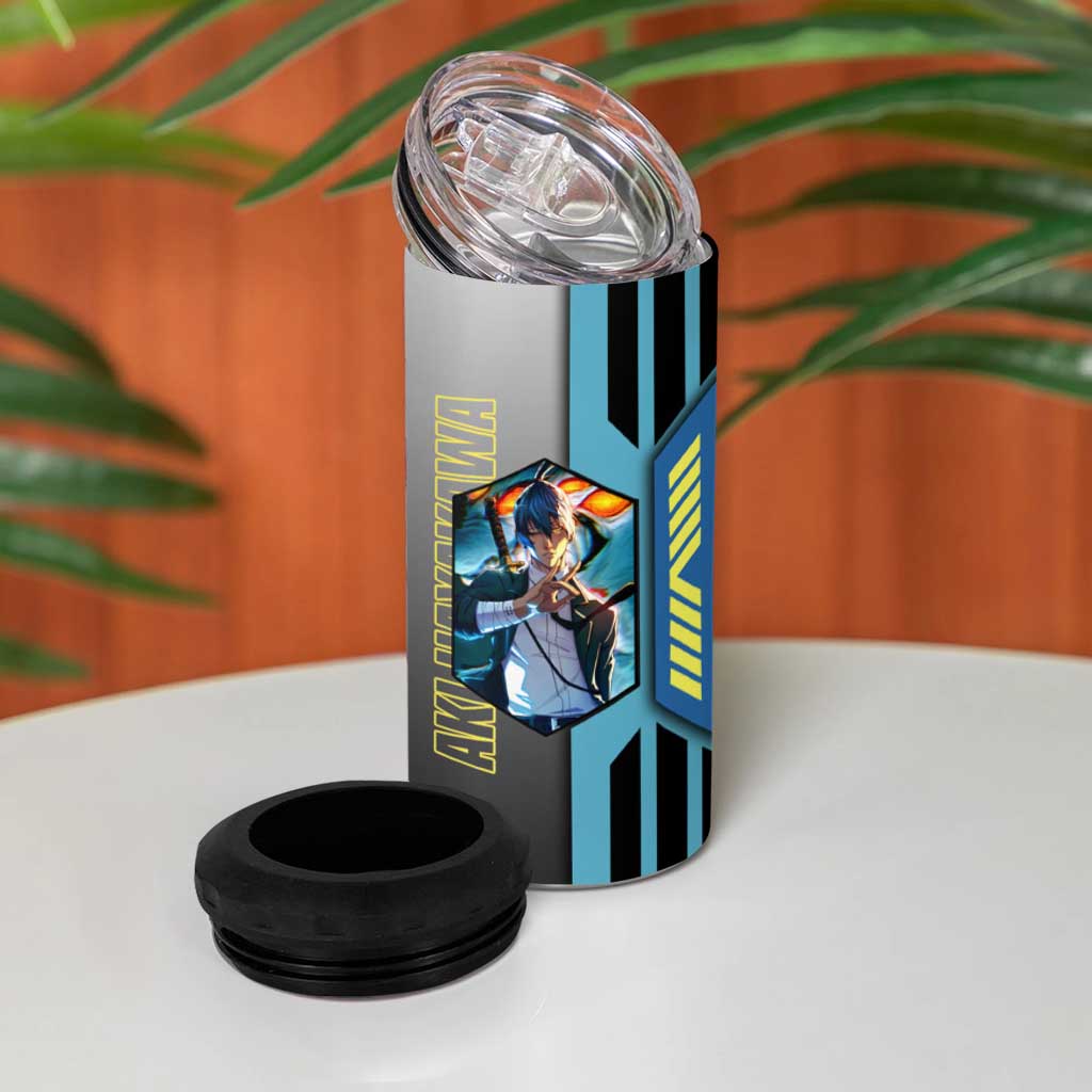 Aki Hayakawa from Chainsaw Man 4 in 1 Can Cooler Tumbler with Sword and Stylish Pose Design - The Mazicc