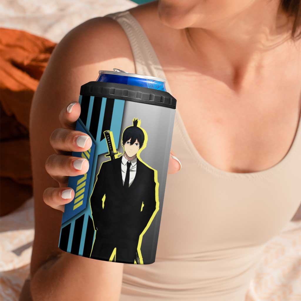Aki Hayakawa from Chainsaw Man 4 in 1 Can Cooler Tumbler with Sword and Stylish Pose Design - The Mazicc