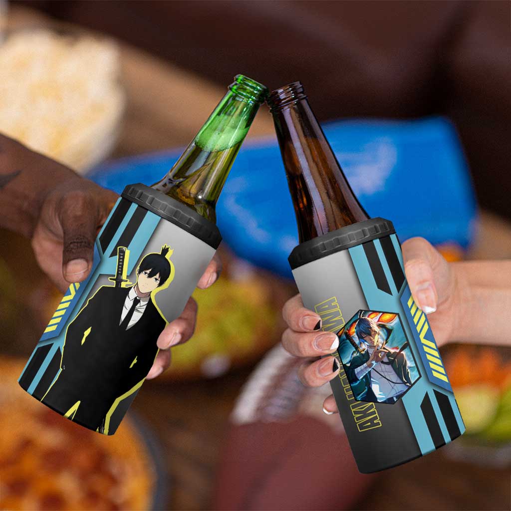 Aki Hayakawa from Chainsaw Man 4 in 1 Can Cooler Tumbler with Sword and Stylish Pose Design - The Mazicc