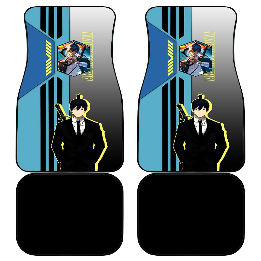 Aki Hayakawa from Chainsaw Man Car Mats with Sword and Stylish Pose Design - The Mazicc