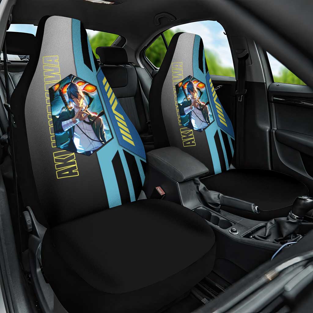 Aki Hayakawa from Chainsaw Man Car Seat Cover with Sword and Stylish Pose Design - The Mazicc