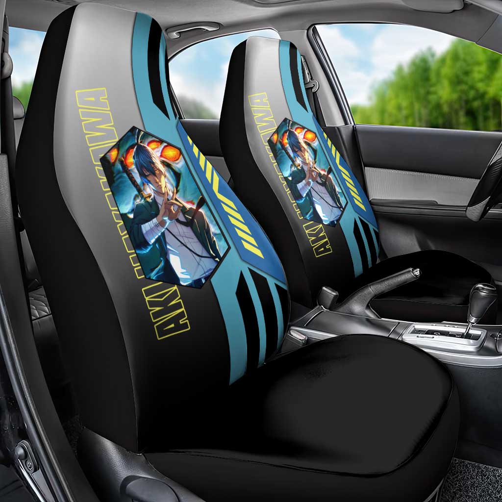 Aki Hayakawa from Chainsaw Man Car Seat Cover with Sword and Stylish Pose Design - The Mazicc