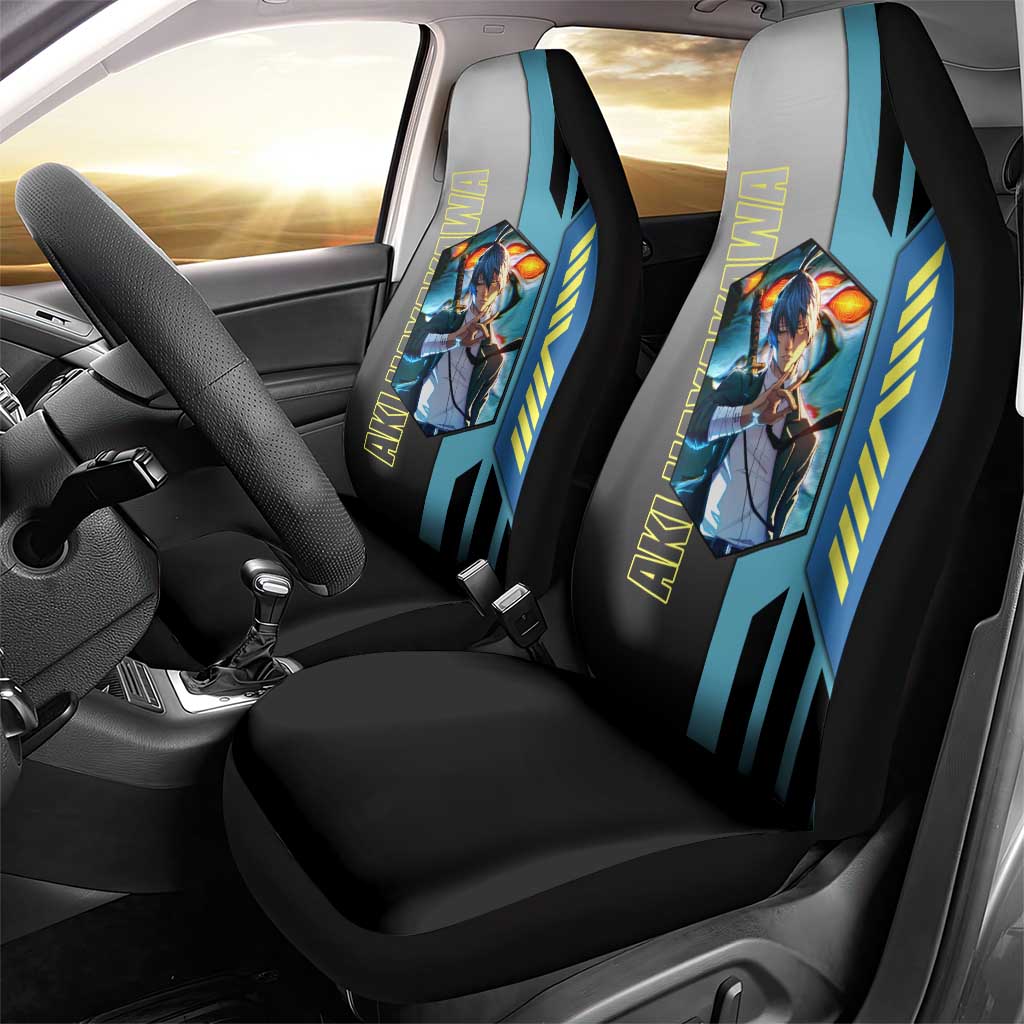 Aki Hayakawa from Chainsaw Man Car Seat Cover with Sword and Stylish Pose Design - The Mazicc