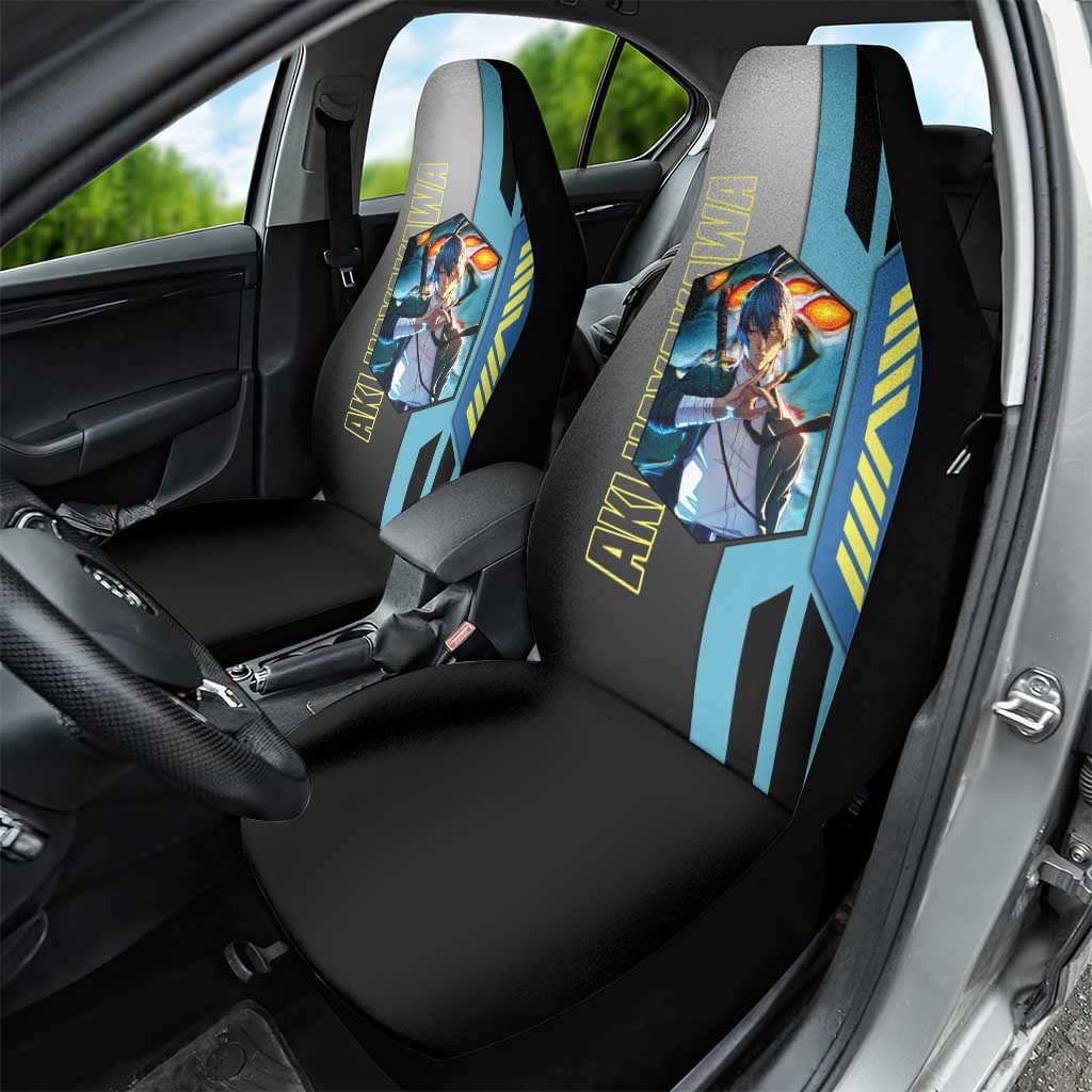 Aki Hayakawa from Chainsaw Man Car Seat Cover with Sword and Stylish Pose Design - The Mazicc