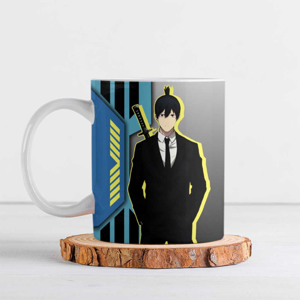 Aki Hayakawa from Chainsaw Man Ceramic Mug with Sword and Stylish Pose Design - The Mazicc