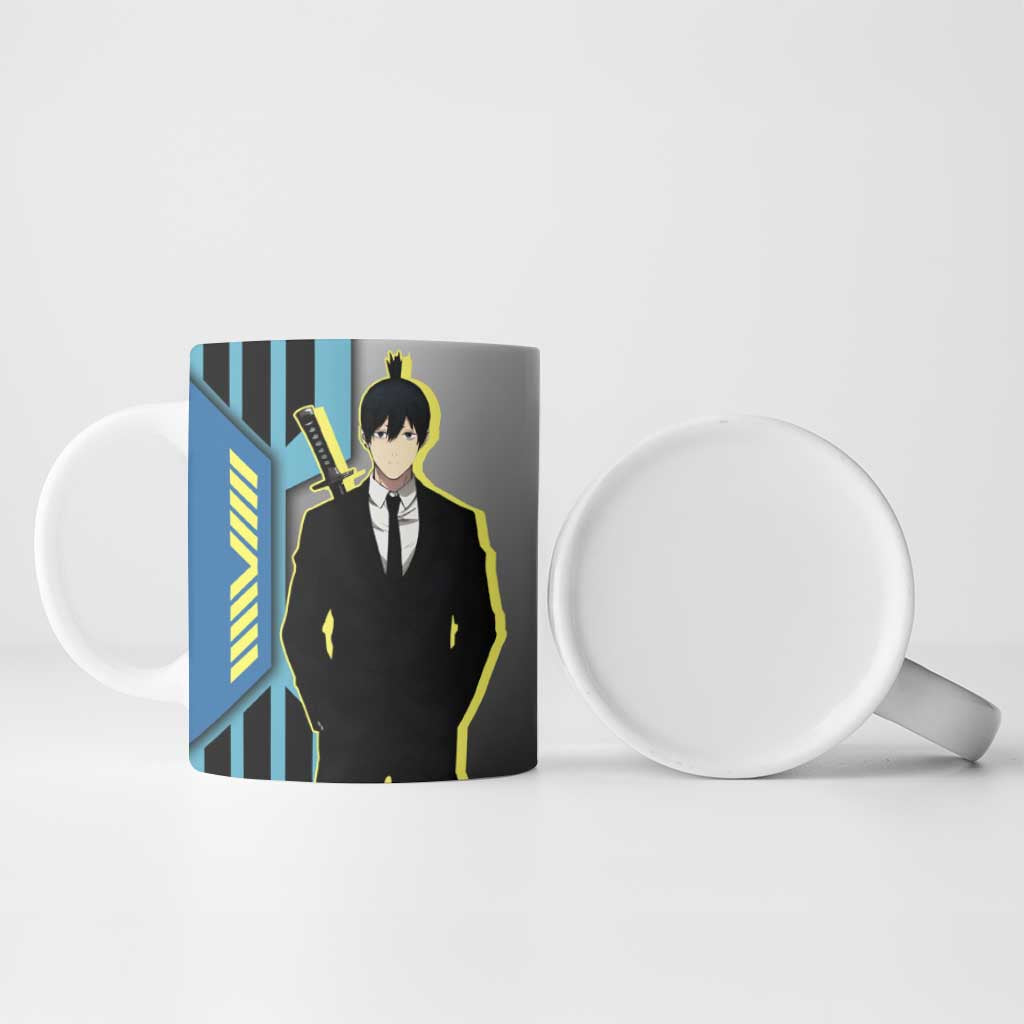 Aki Hayakawa from Chainsaw Man Ceramic Mug with Sword and Stylish Pose Design - The Mazicc