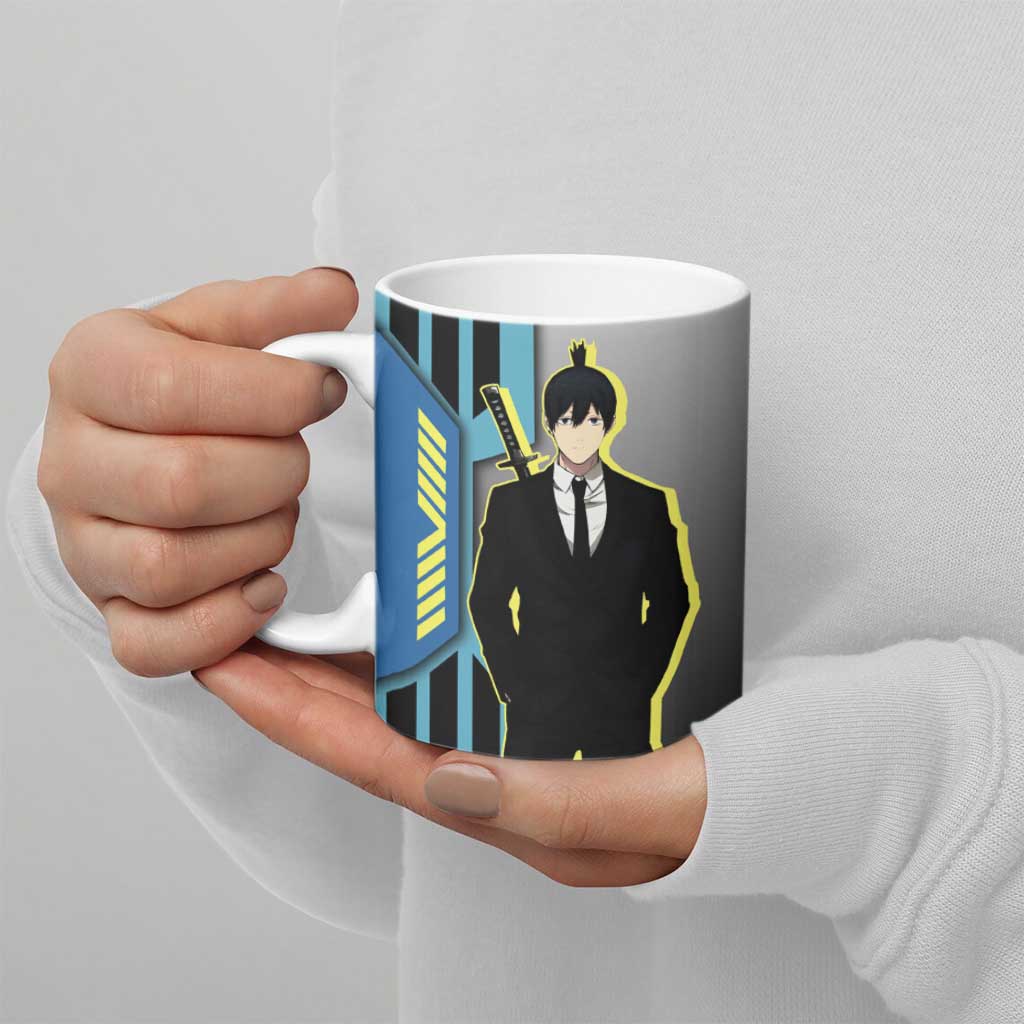 Aki Hayakawa from Chainsaw Man Ceramic Mug with Sword and Stylish Pose Design - The Mazicc