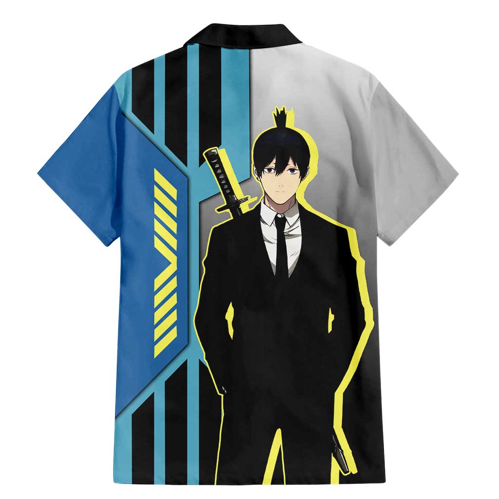 Aki Hayakawa from Chainsaw Man Family Matching Mermaid Dress and Hawaiian Shirt with Sword and Stylish Pose Design - The Mazicc