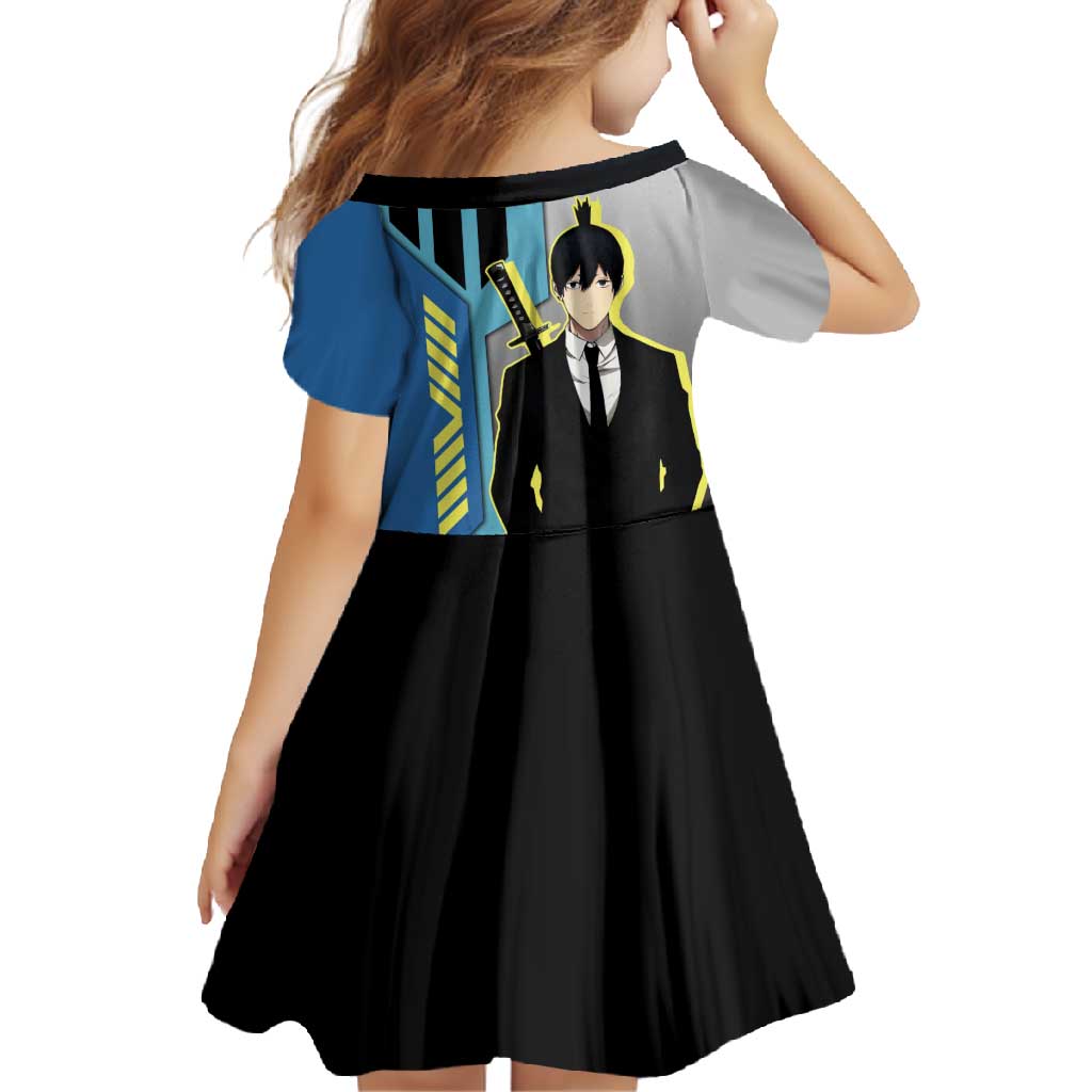 Aki Hayakawa from Chainsaw Man Family Matching Off Shoulder Maxi Dress and Hawaiian Shirt with Sword and Stylish Pose Design - The Mazicc