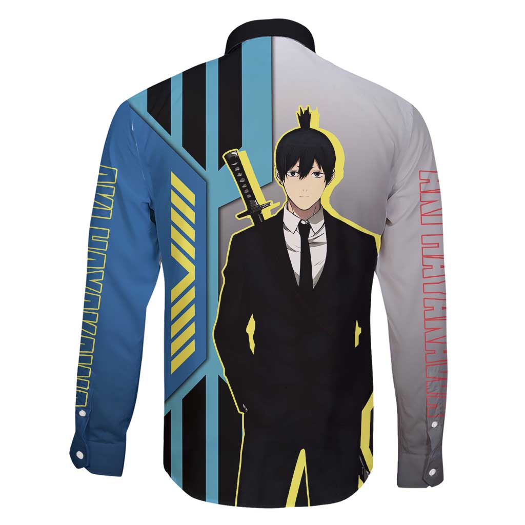Aki Hayakawa from Chainsaw Man Family Matching Short Sleeve Bodycon Dress and Hawaiian Shirt with Sword and Stylish Pose Design - The Mazicc