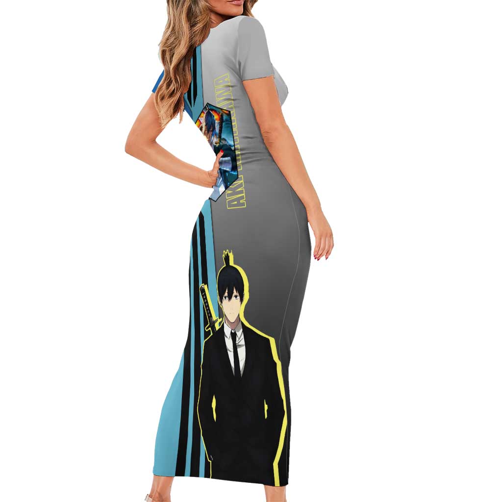 Aki Hayakawa from Chainsaw Man Family Matching Short Sleeve Bodycon Dress and Hawaiian Shirt with Sword and Stylish Pose Design - The Mazicc