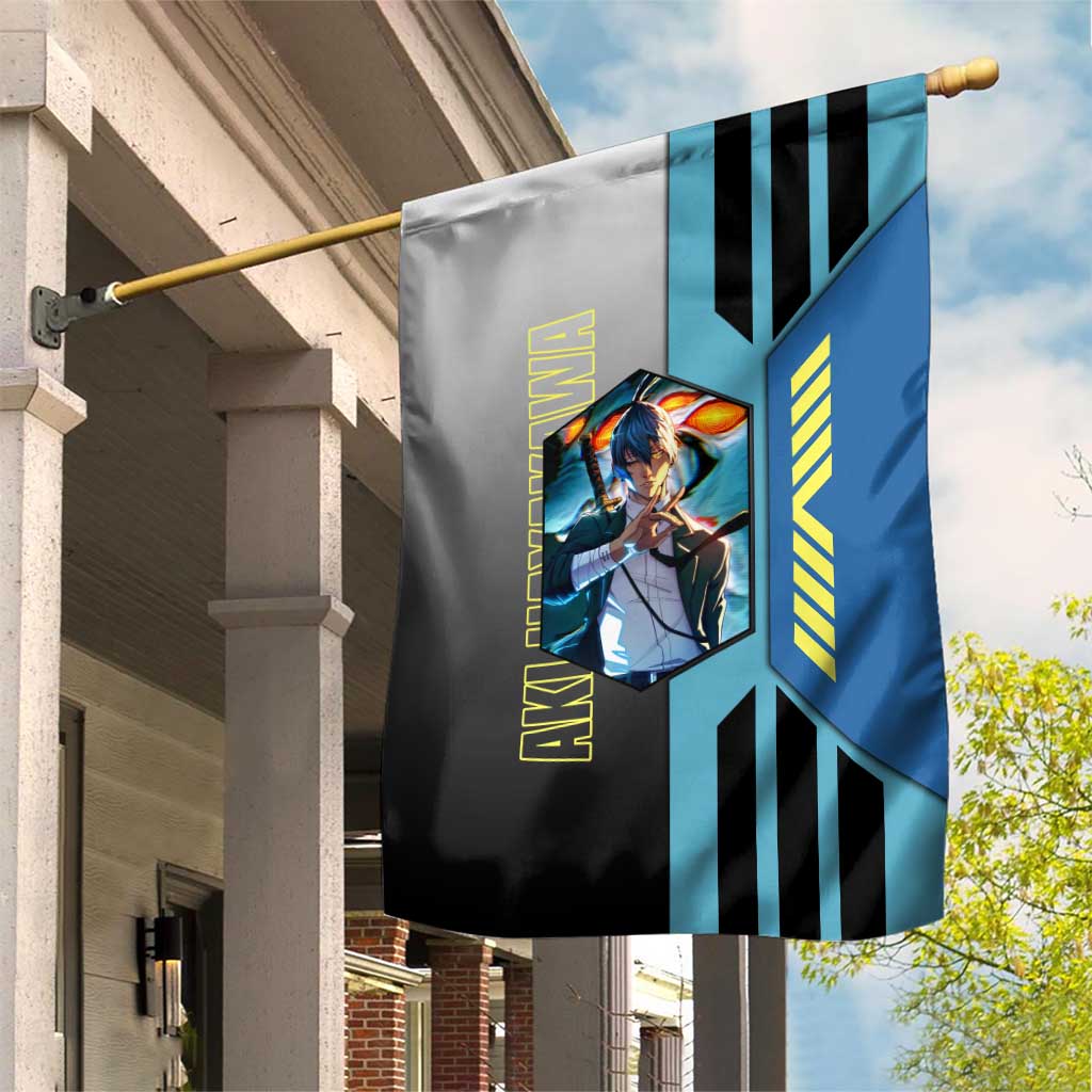 Aki Hayakawa from Chainsaw Man Garden Flag with Sword and Stylish Pose Design - The Mazicc