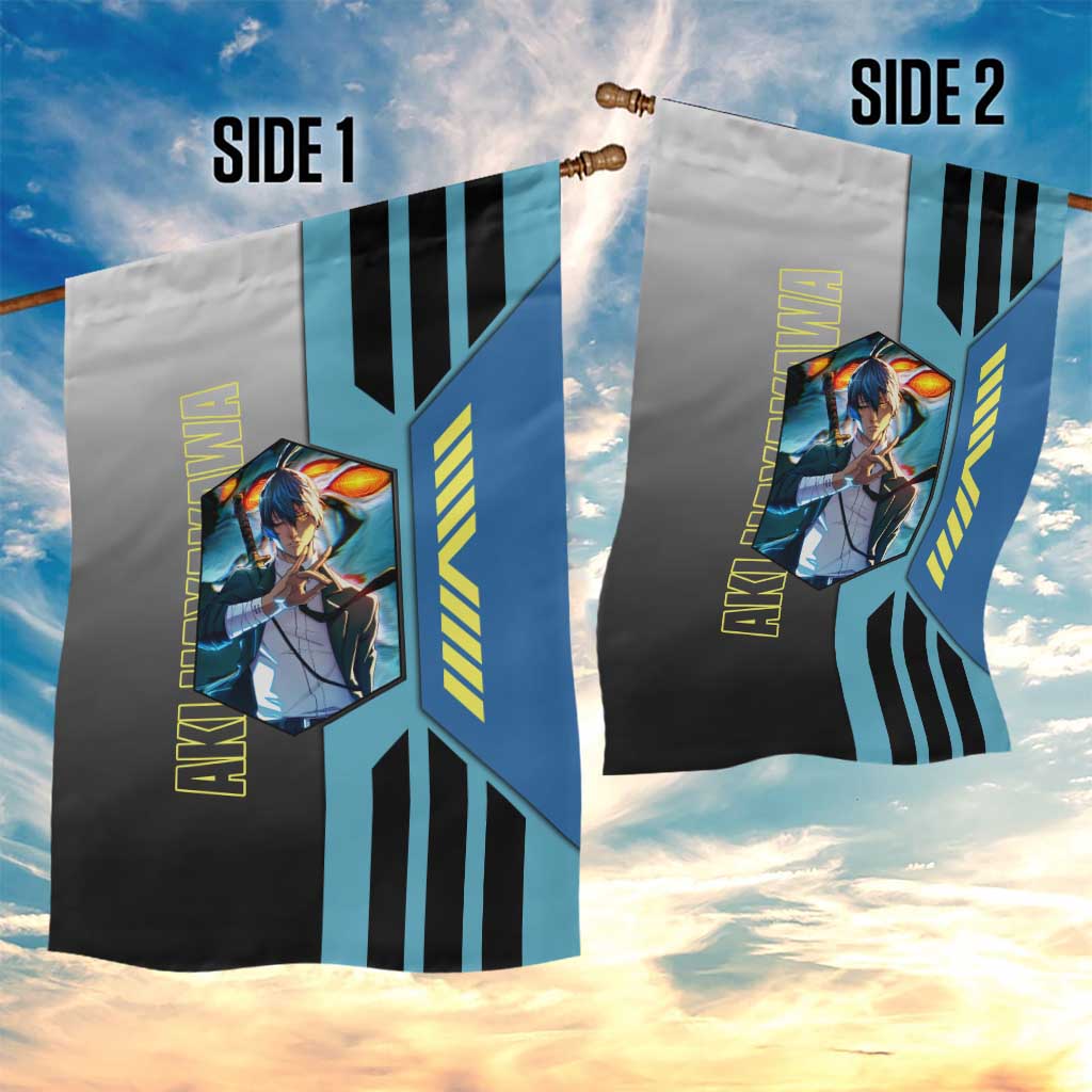 Aki Hayakawa from Chainsaw Man Garden Flag with Sword and Stylish Pose Design - The Mazicc