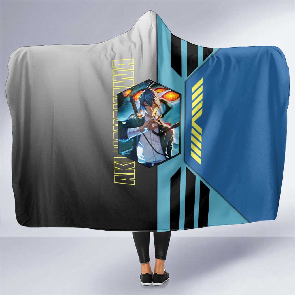 Aki Hayakawa from Chainsaw Man Hooded Blanket with Sword and Stylish Pose Design - The Mazicc