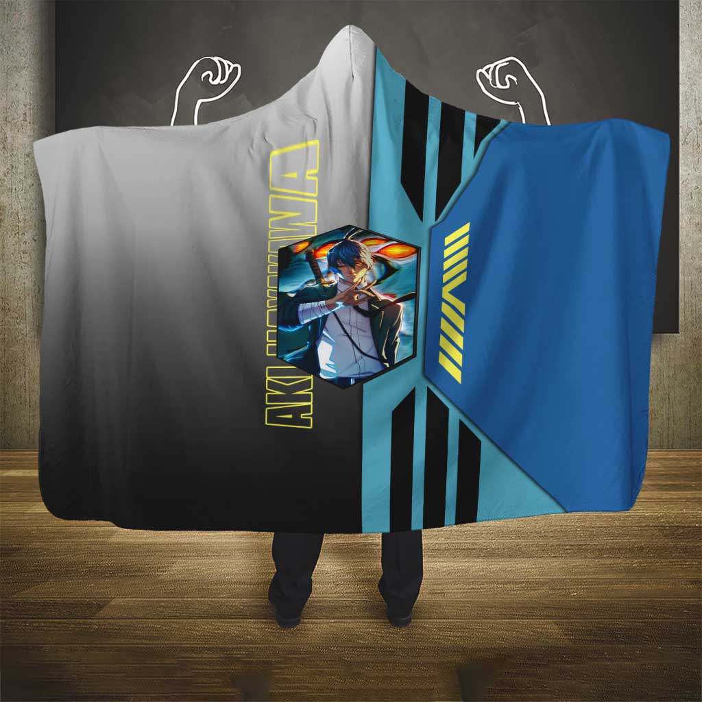 Aki Hayakawa from Chainsaw Man Hooded Blanket with Sword and Stylish Pose Design - The Mazicc