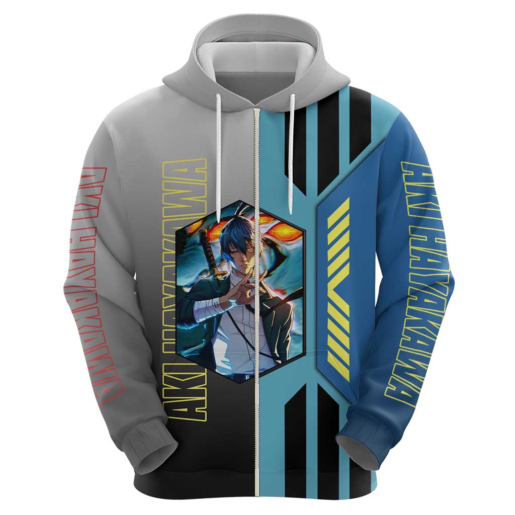 Aki Hayakawa from Chainsaw Man Hoodie with Sword and Stylish Pose Design - The Mazicc