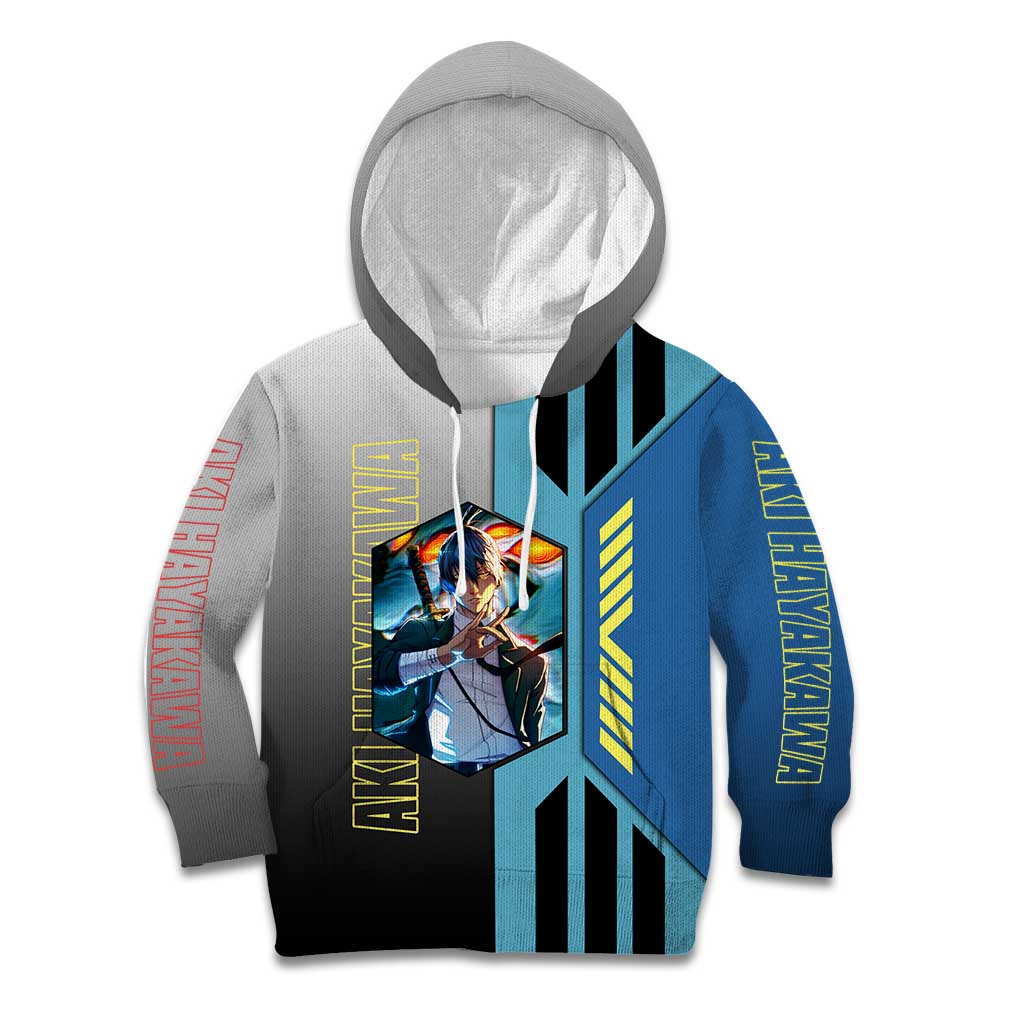 Aki Hayakawa from Chainsaw Man Kid Hoodie with Sword and Stylish Pose Design - The Mazicc