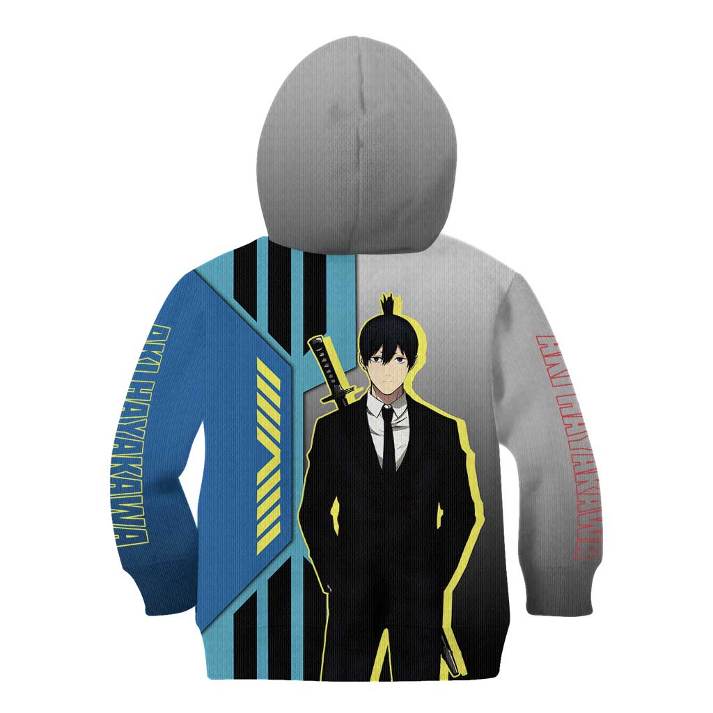 Aki Hayakawa from Chainsaw Man Kid Hoodie with Sword and Stylish Pose Design - The Mazicc
