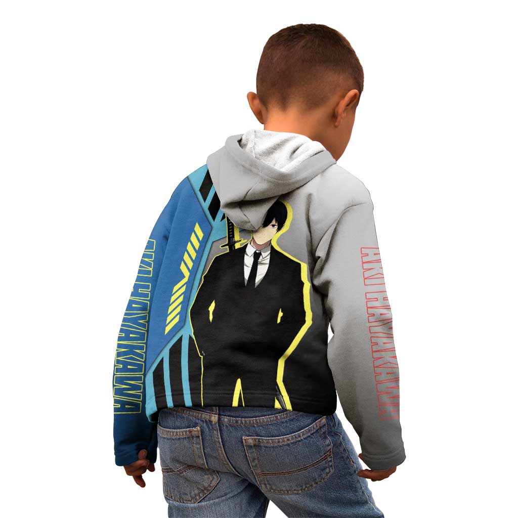 Aki Hayakawa from Chainsaw Man Kid Hoodie with Sword and Stylish Pose Design - The Mazicc