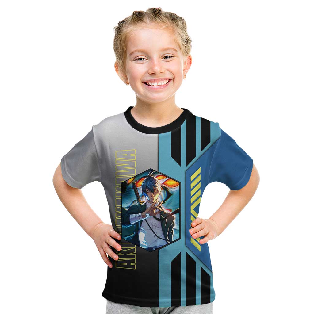 Aki Hayakawa from Chainsaw Man Kid T Shirt with Sword and Stylish Pose Design - The Mazicc