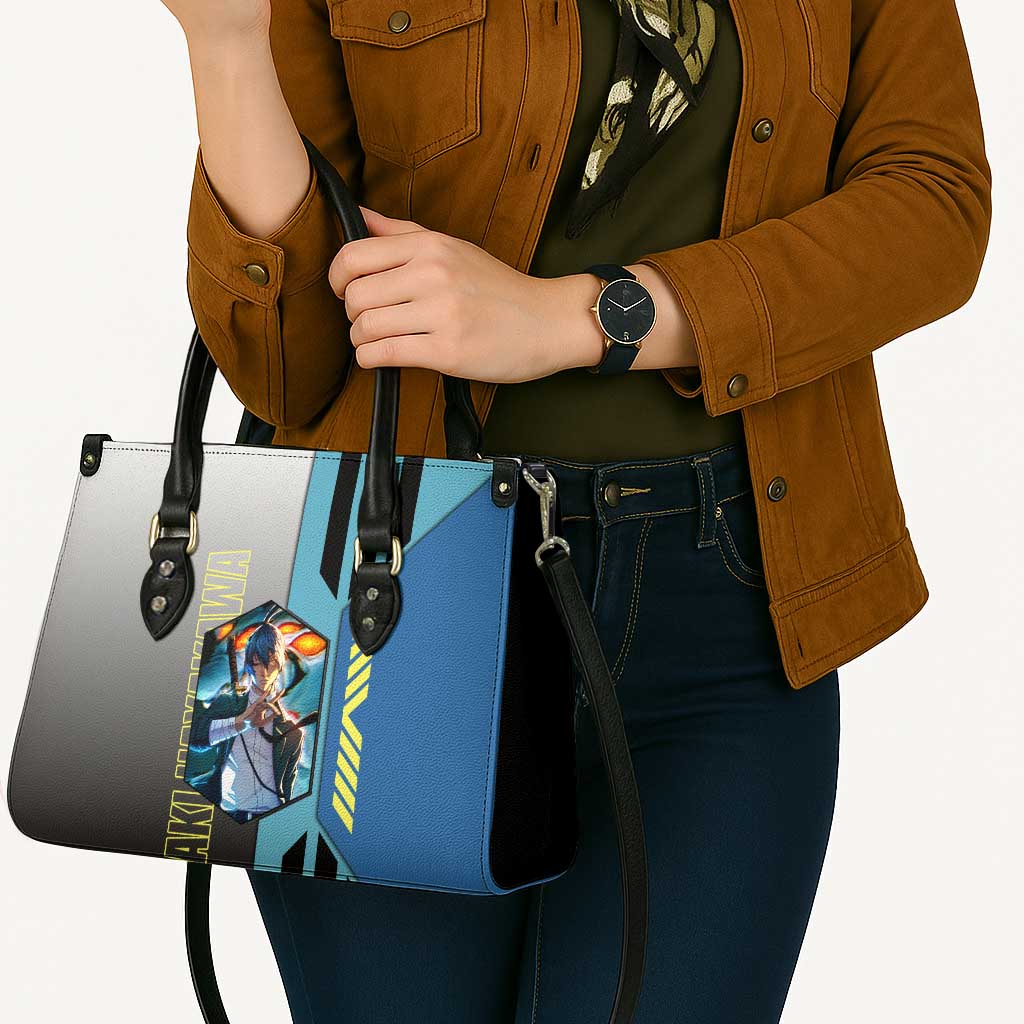 Aki Hayakawa from Chainsaw Man Leather Bag with Sword and Stylish Pose Design - The Mazicc