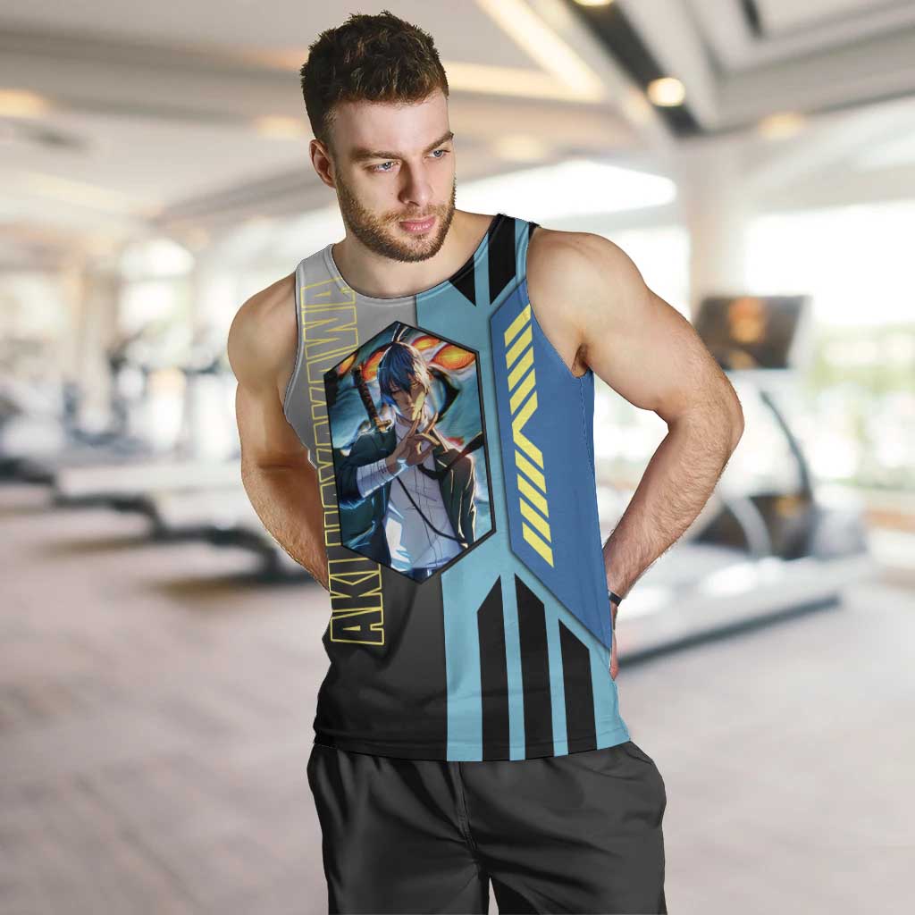 Aki Hayakawa from Chainsaw Man Men Tank Top with Sword and Stylish Pose Design - The Mazicc