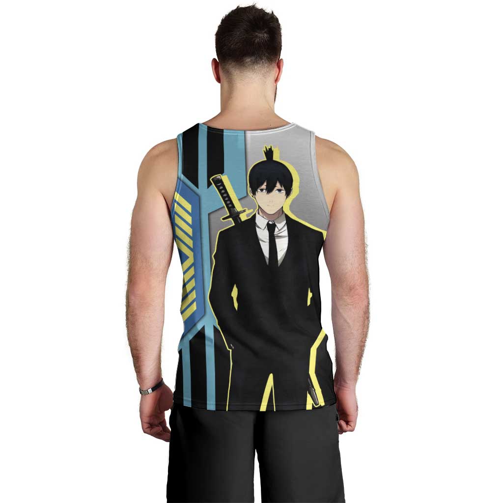 Aki Hayakawa from Chainsaw Man Men Tank Top with Sword and Stylish Pose Design - The Mazicc