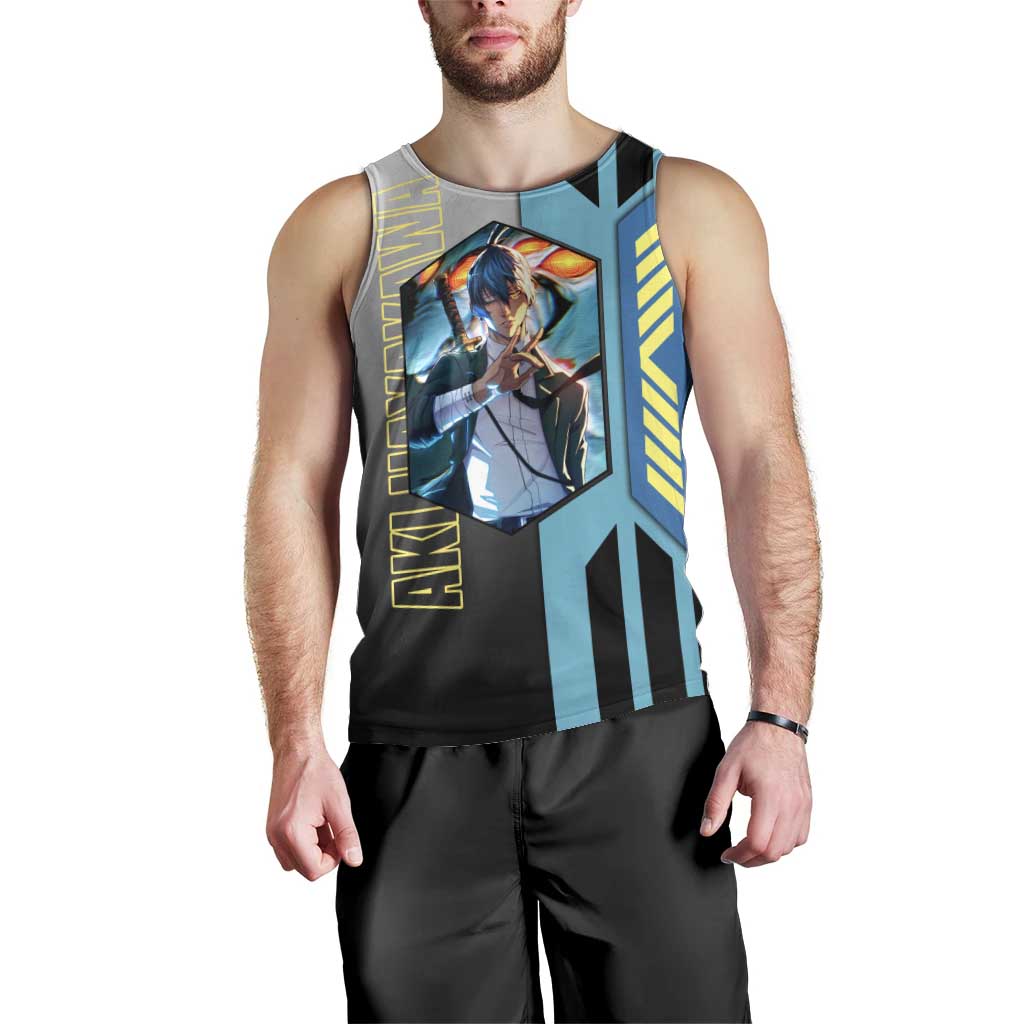 Aki Hayakawa from Chainsaw Man Men Tank Top with Sword and Stylish Pose Design - The Mazicc