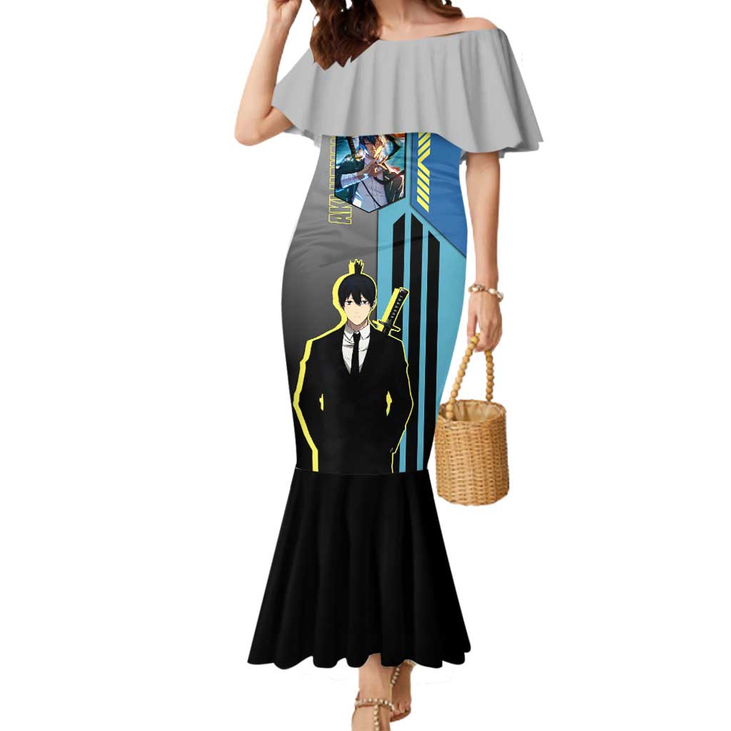 Aki Hayakawa from Chainsaw Man Mermaid Dress with Sword and Stylish Pose Design - The Mazicc
