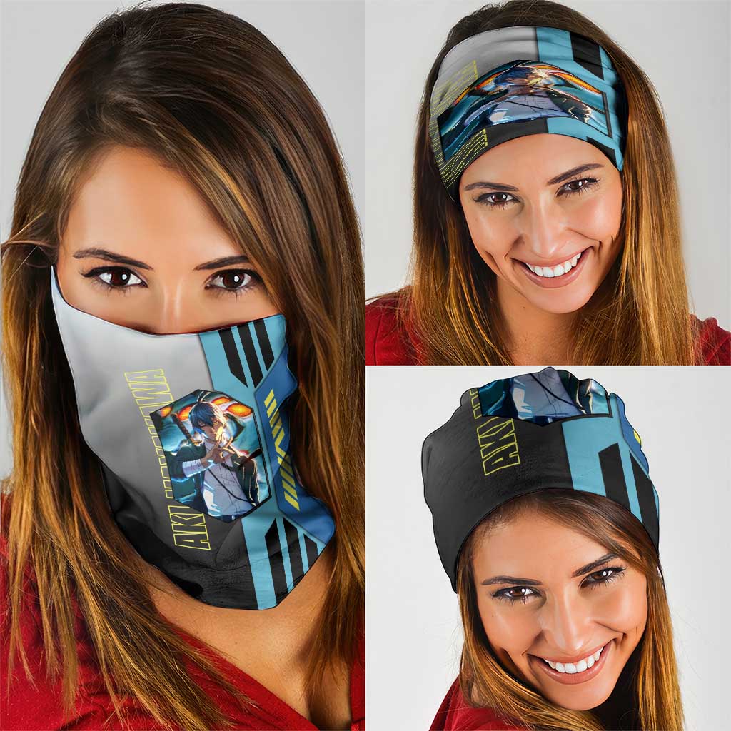 Aki Hayakawa from Chainsaw Man Neck Gaiter with Sword and Stylish Pose Design - The Mazicc