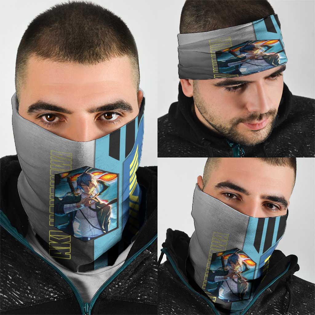 Aki Hayakawa from Chainsaw Man Neck Gaiter with Sword and Stylish Pose Design - The Mazicc