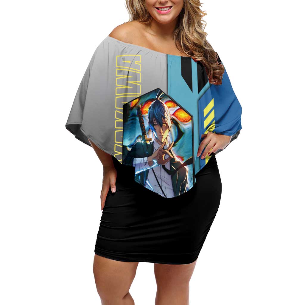 Aki Hayakawa from Chainsaw Man Off Shoulder Short Dress with Sword and Stylish Pose Design - The Mazicc