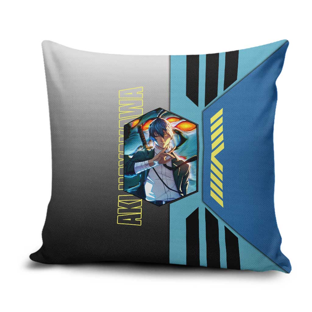 Aki Hayakawa from Chainsaw Man Pillow Cover with Sword and Stylish Pose Design - The Mazicc