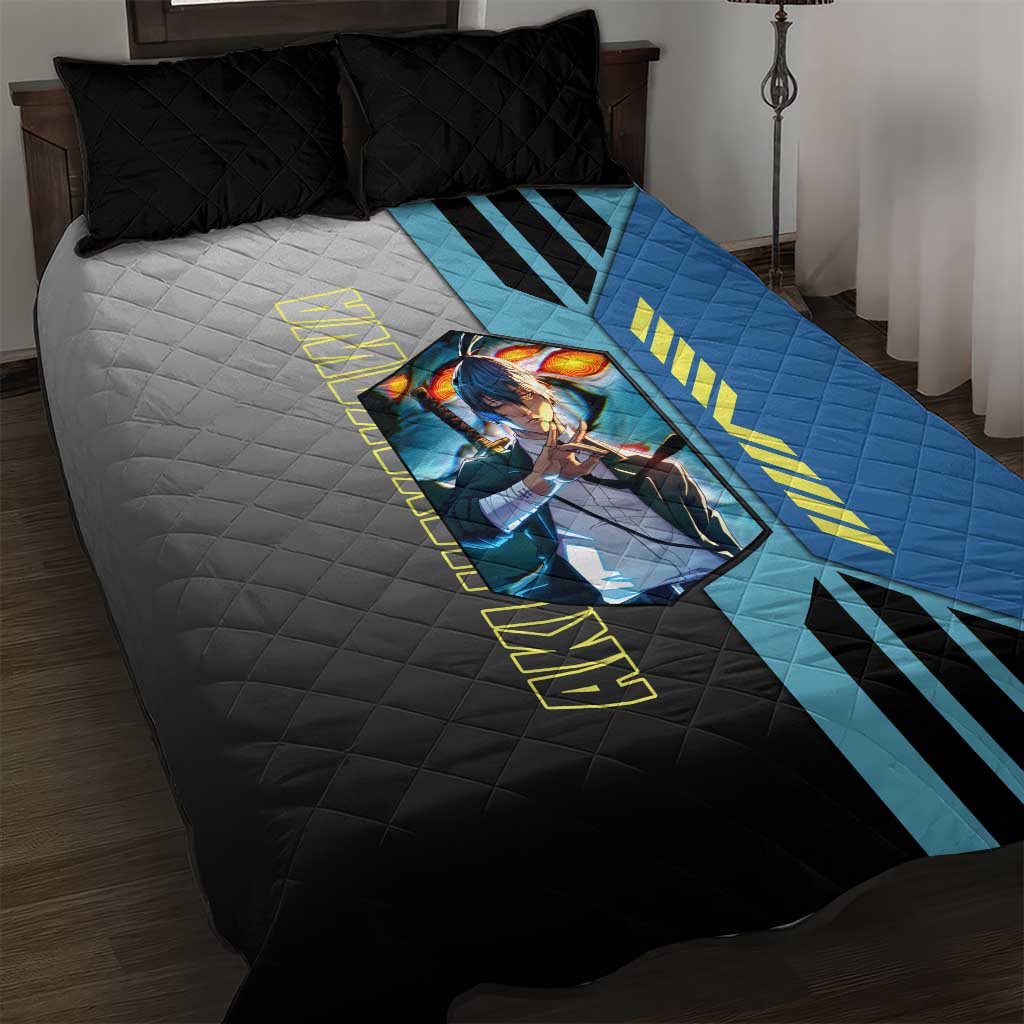 Aki Hayakawa from Chainsaw Man Quilt Bed Set with Sword and Stylish Pose Design - The Mazicc