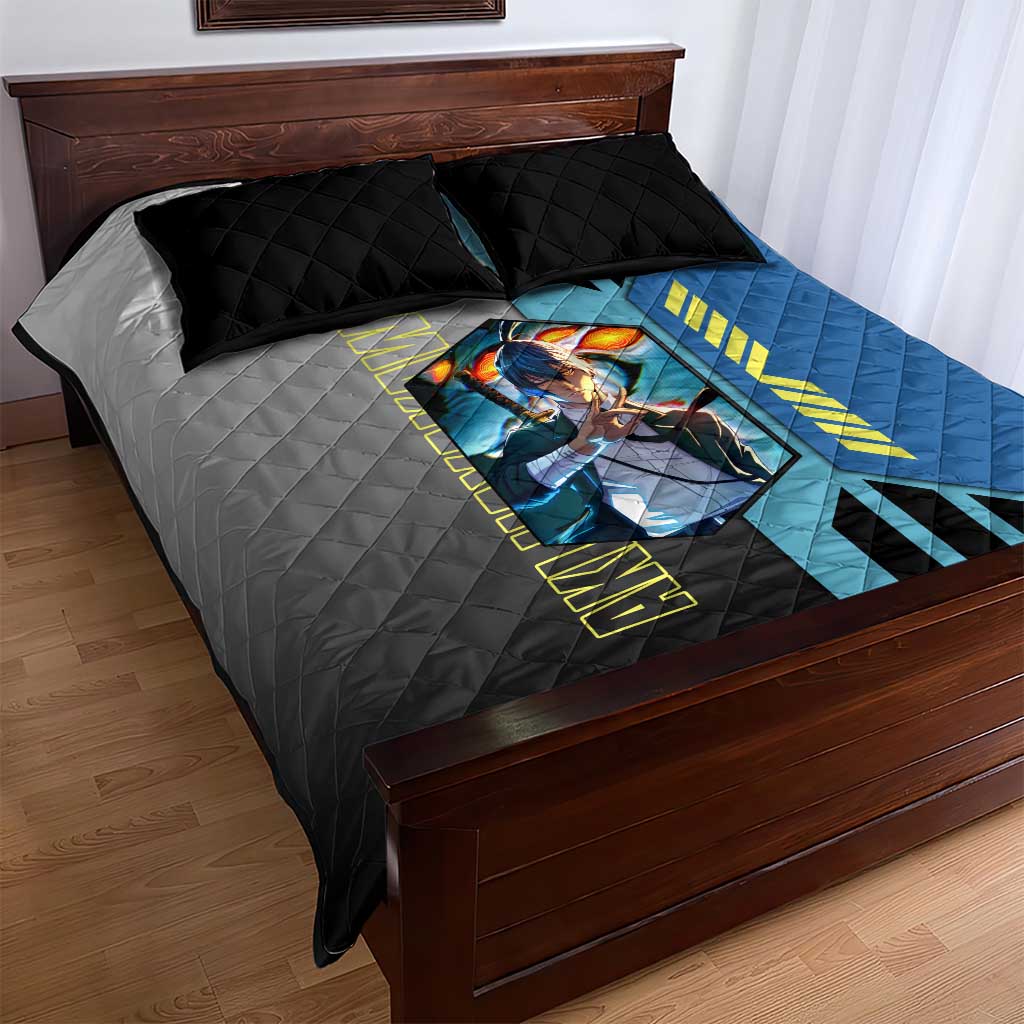 Aki Hayakawa from Chainsaw Man Quilt Bed Set with Sword and Stylish Pose Design - The Mazicc