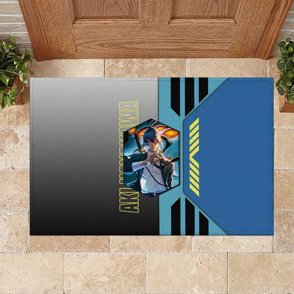 Aki Hayakawa from Chainsaw Man Rubber Doormat with Sword and Stylish Pose Design - The Mazicc