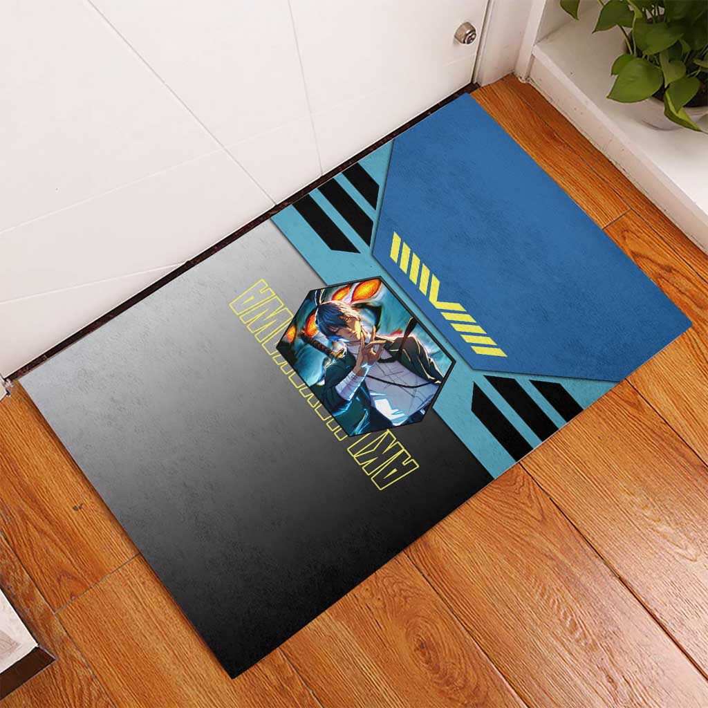 Aki Hayakawa from Chainsaw Man Rubber Doormat with Sword and Stylish Pose Design - The Mazicc