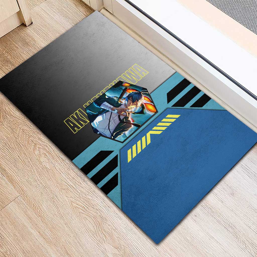 Aki Hayakawa from Chainsaw Man Rubber Doormat with Sword and Stylish Pose Design - The Mazicc