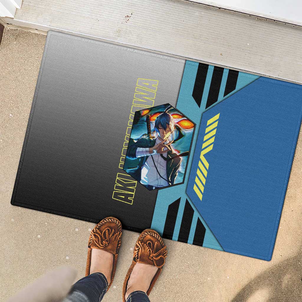 Aki Hayakawa from Chainsaw Man Rubber Doormat with Sword and Stylish Pose Design - The Mazicc