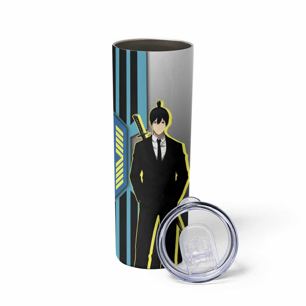 Aki Hayakawa from Chainsaw Man Skinny Tumbler with Sword and Stylish Pose Design - The Mazicc
