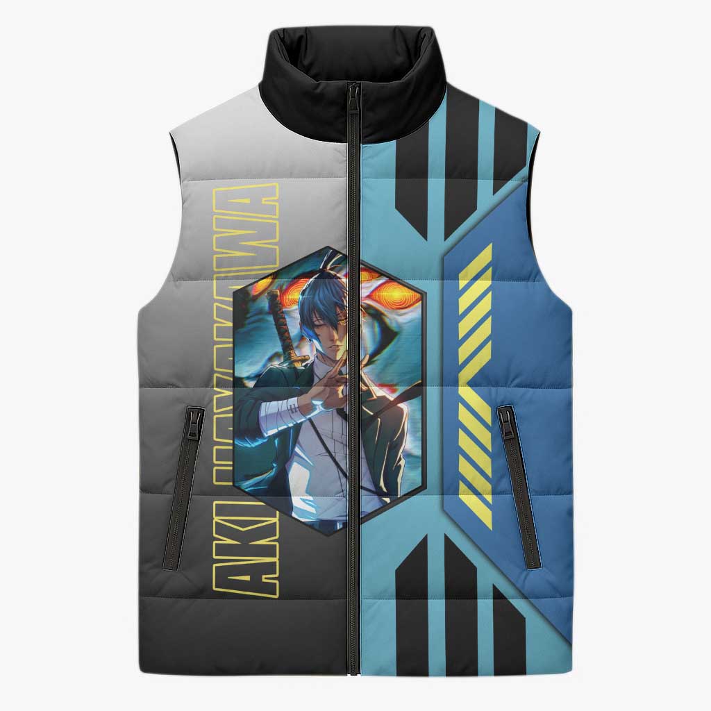 Aki Hayakawa from Chainsaw Man Sleeveless Puffer Jacket with Sword and Stylish Pose Design - The Mazicc