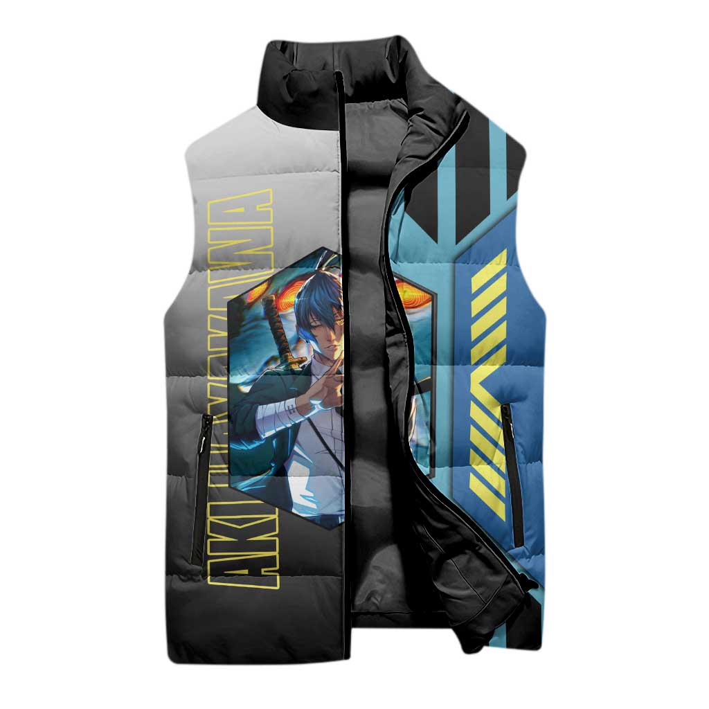 Aki Hayakawa from Chainsaw Man Sleeveless Puffer Jacket with Sword and Stylish Pose Design - The Mazicc
