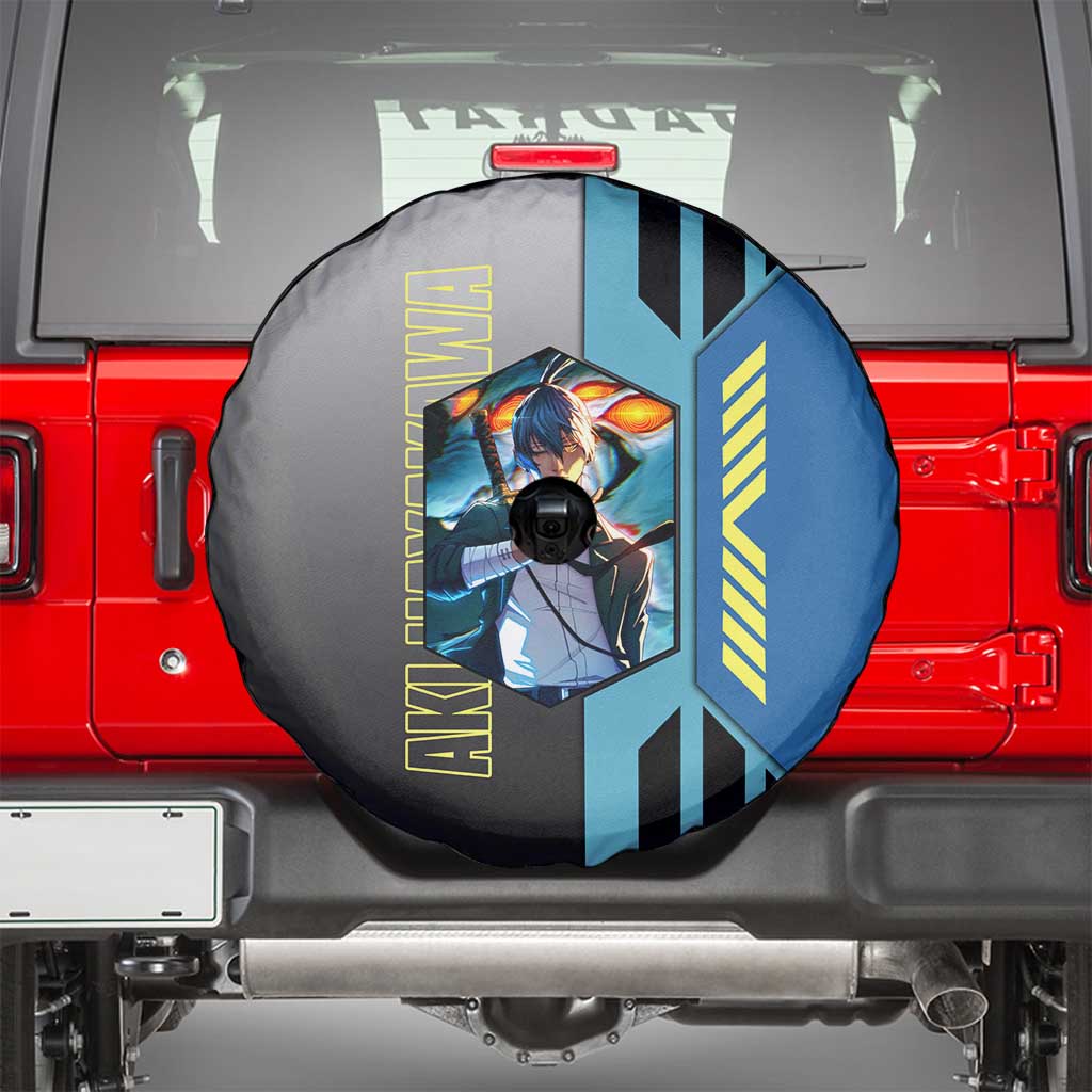 Aki Hayakawa from Chainsaw Man Spare Tire Cover with Sword and Stylish Pose Design - The Mazicc