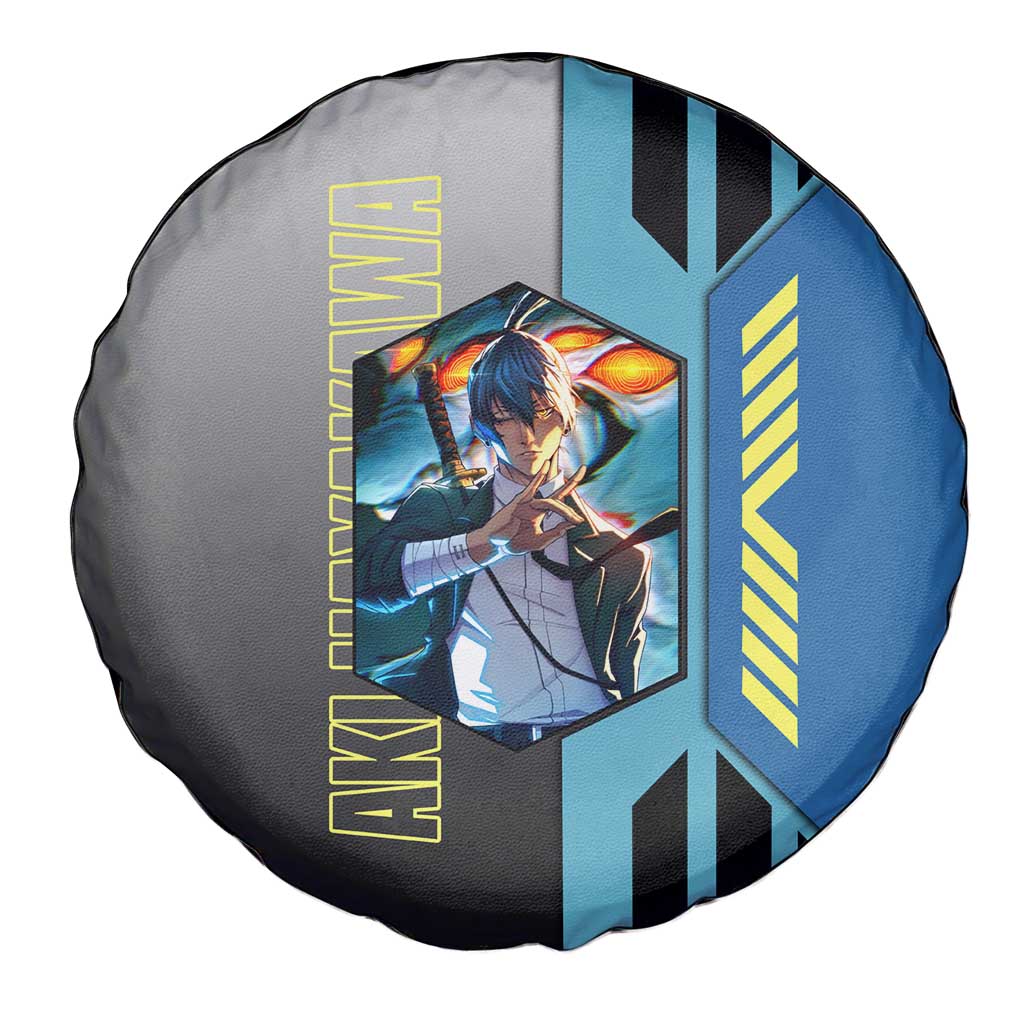 Aki Hayakawa from Chainsaw Man Spare Tire Cover with Sword and Stylish Pose Design - The Mazicc