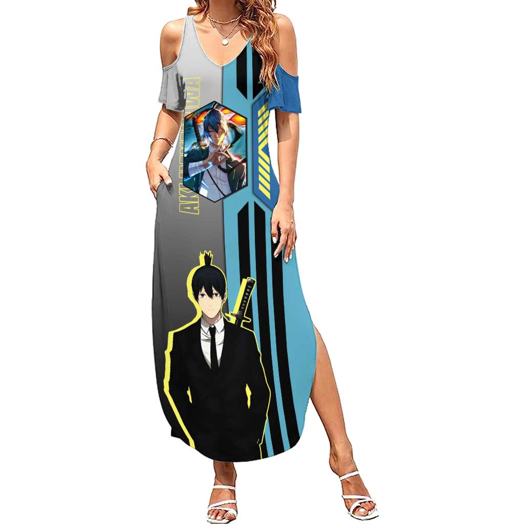 Aki Hayakawa from Chainsaw Man Summer Maxi Dress with Sword and Stylish Pose Design - The Mazicc