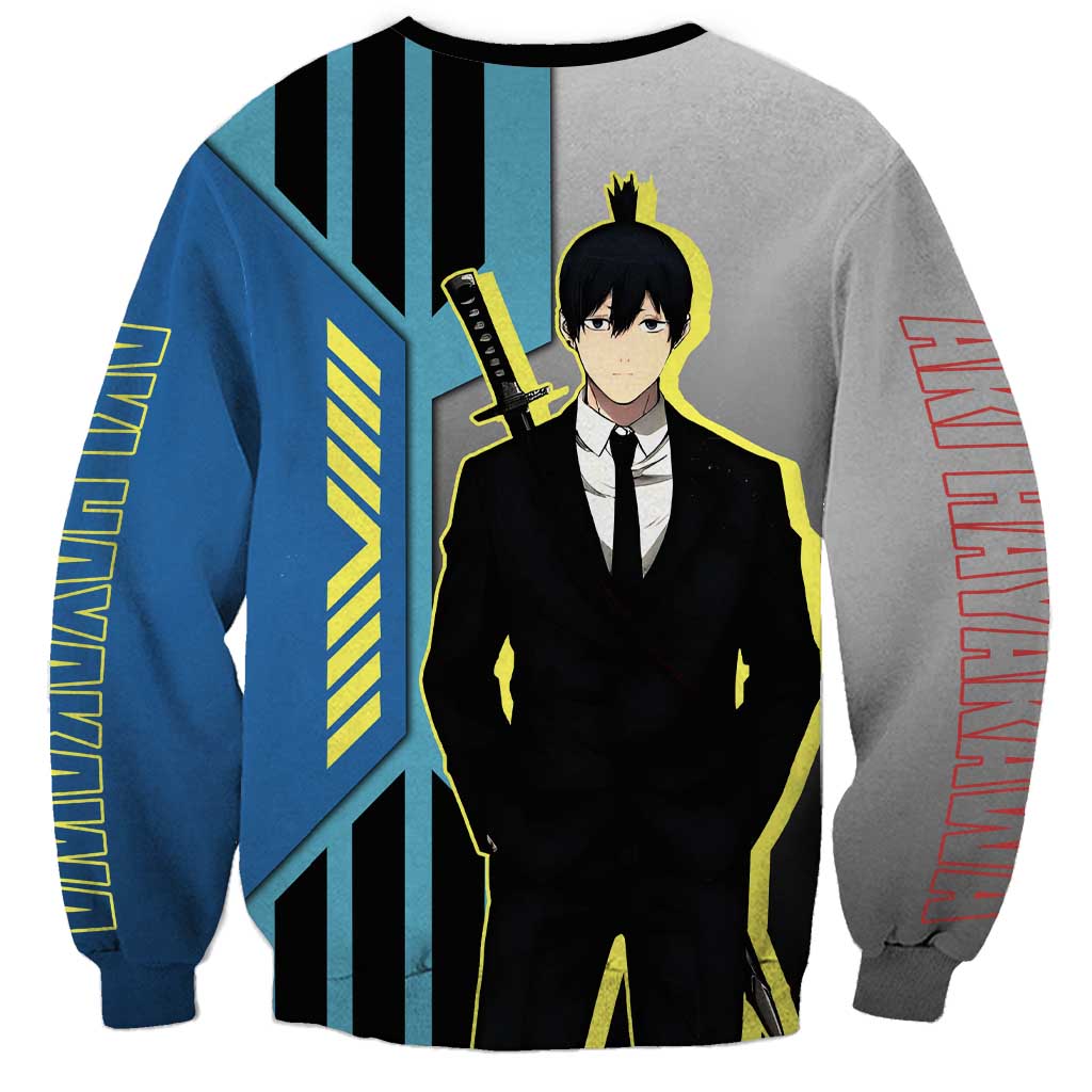 Aki Hayakawa from Chainsaw Man Sweatshirt with Sword and Stylish Pose Design - The Mazicc