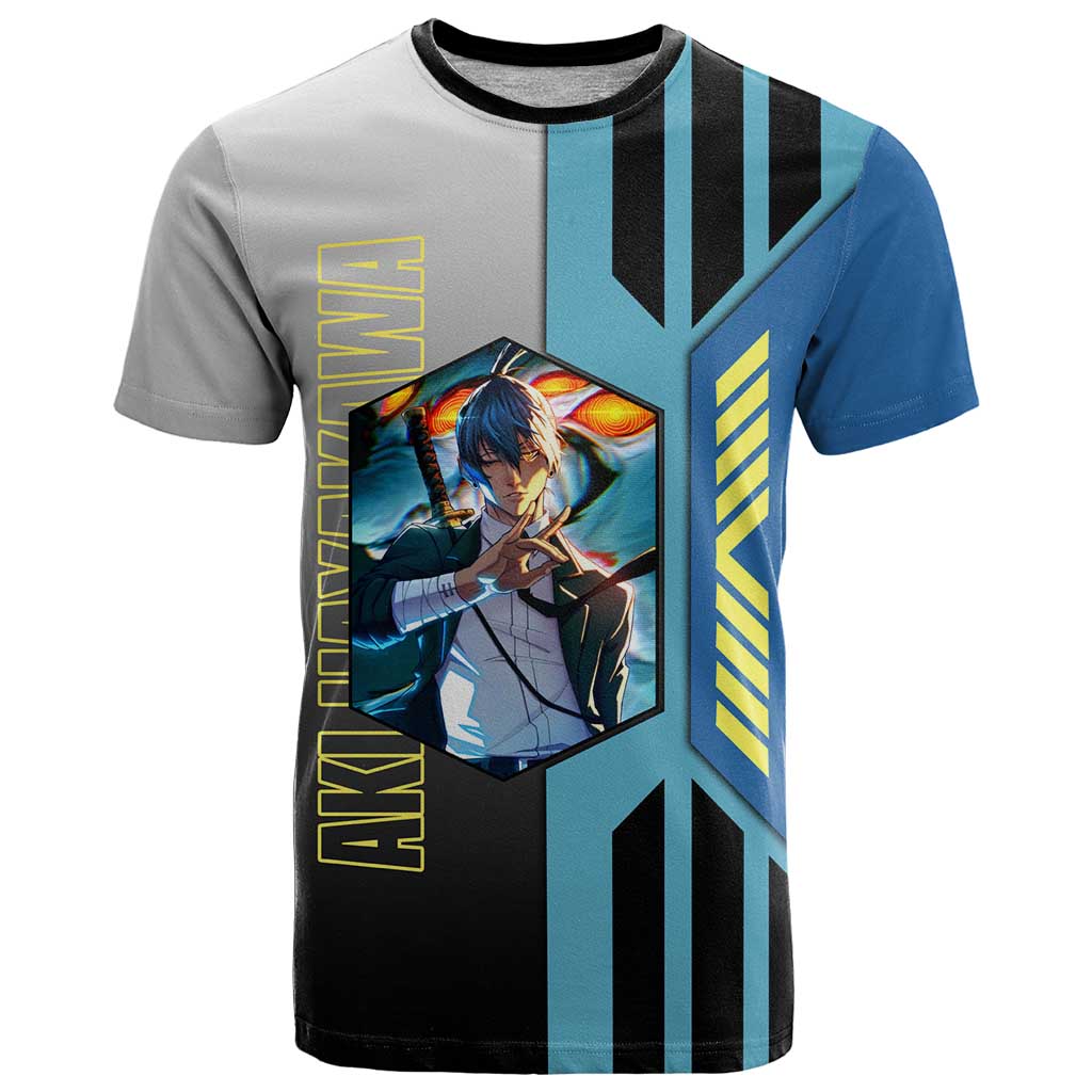 Aki Hayakawa from Chainsaw Man T Shirt with Sword and Stylish Pose Design - The Mazicc