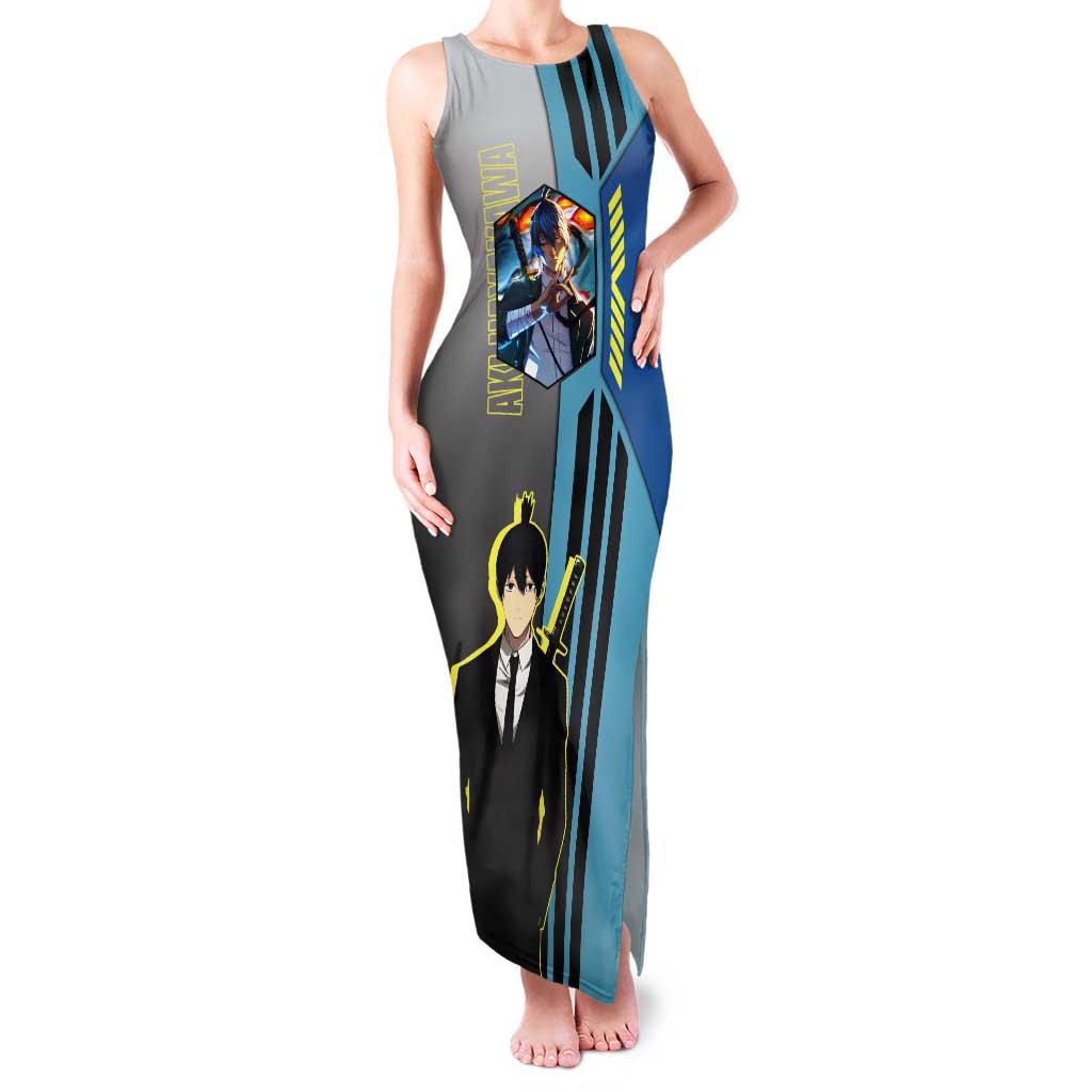 Aki Hayakawa from Chainsaw Man Tank Maxi Dress with Sword and Stylish Pose Design - The Mazicc