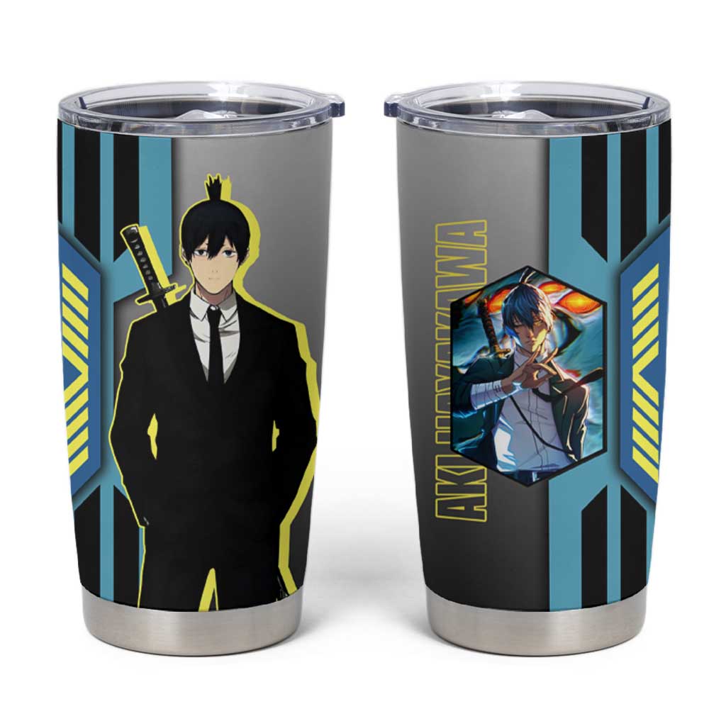 Aki Hayakawa from Chainsaw Man Tumbler Cup with Sword and Stylish Pose Design - The Mazicc