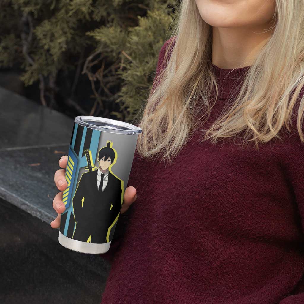 Aki Hayakawa from Chainsaw Man Tumbler Cup with Sword and Stylish Pose Design - The Mazicc